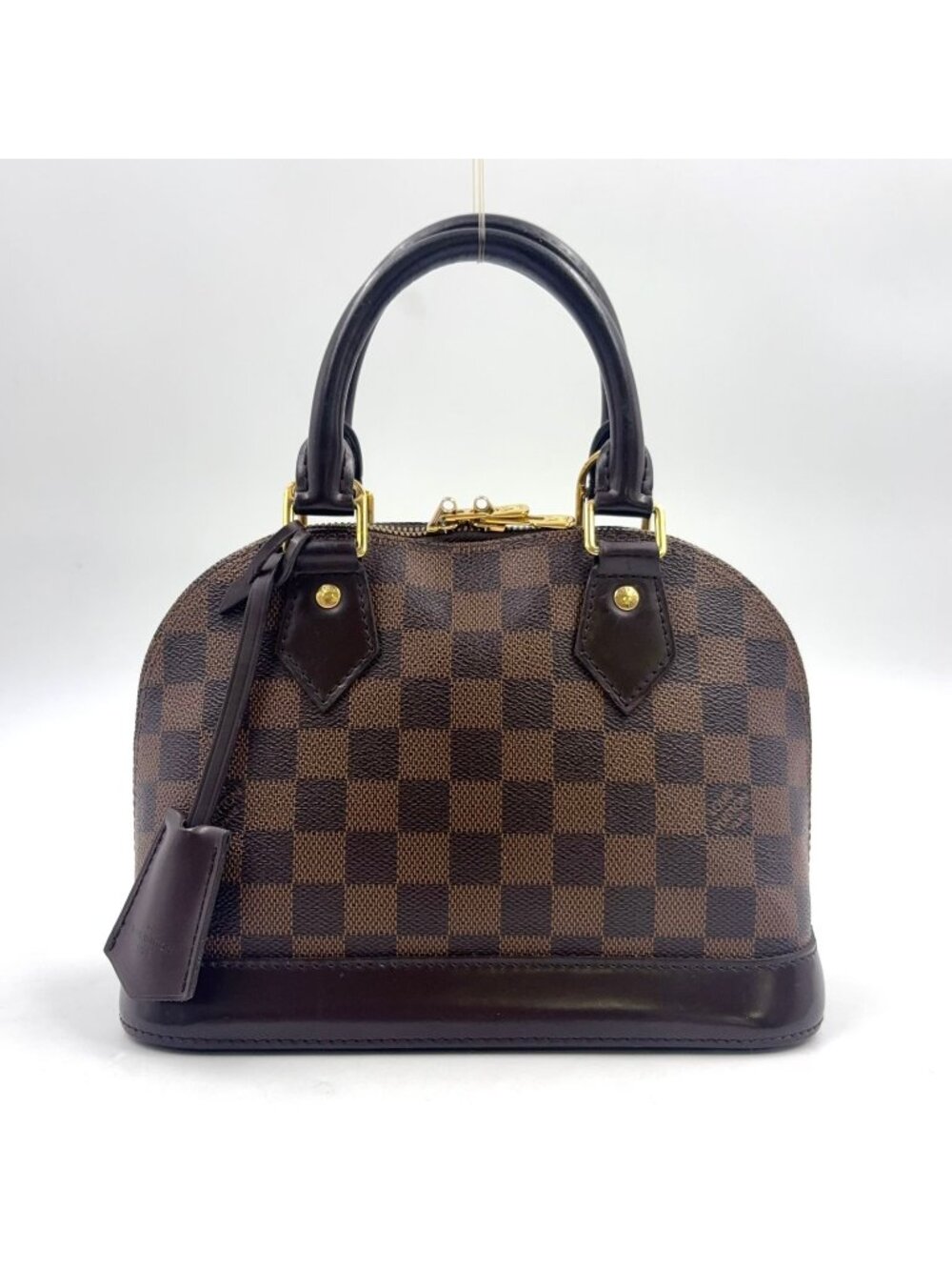Louis Vuitton Alma BB Damier Ebene Leather Brown Handbag Gold